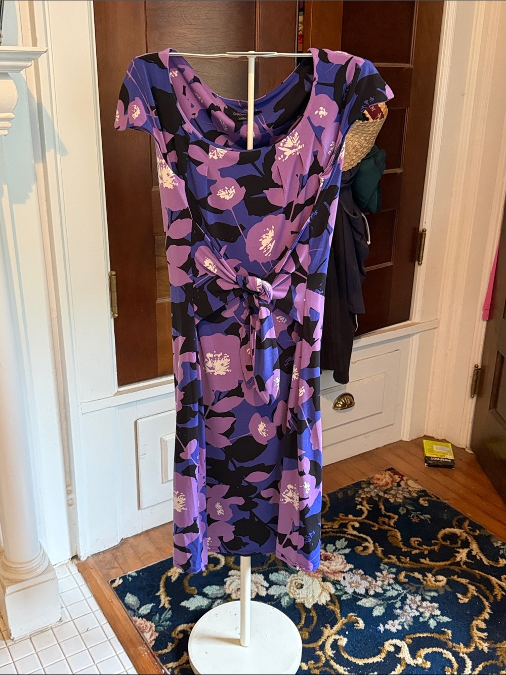 Chadwicks Purple Floral Tie-Front Midi Dress- worn once- great shape